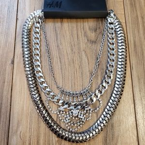H&M Silver Tier Statement Necklace